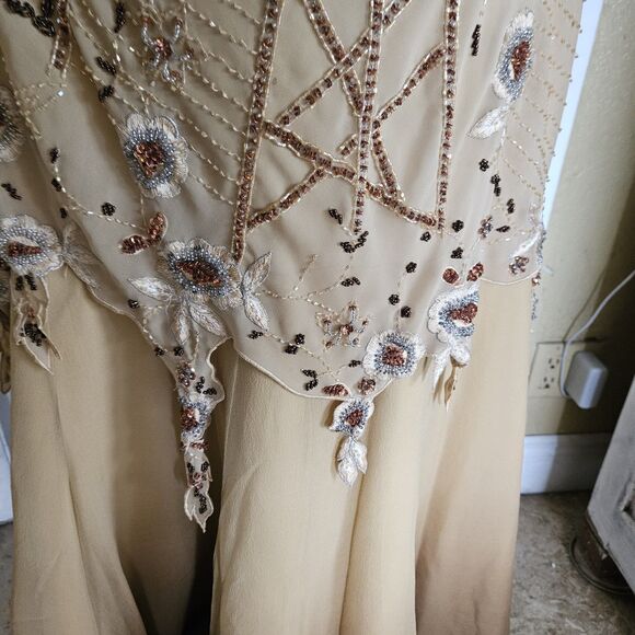 Miss New York Dress Collections Beige Sequence Gown size 18 - Picture 3 of 8